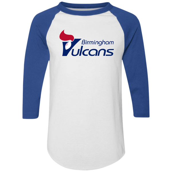 Birmingham Vulcans Raglan Shirt Colorblock WFL Football Team color White/Royal Blue