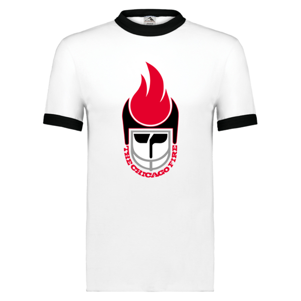 Chicago Fire Ringer T-shirt WFL Football Team color White/Black