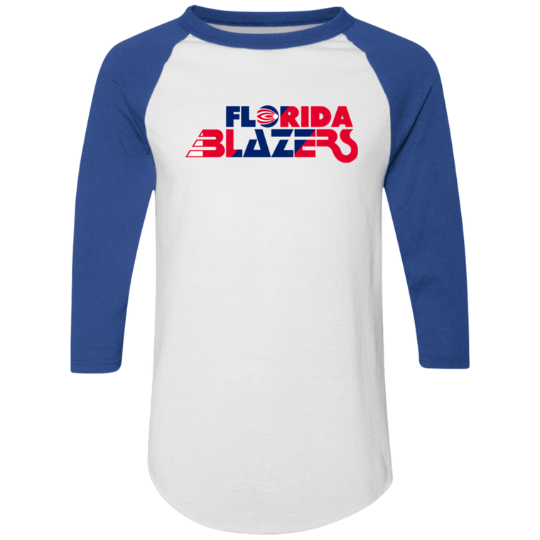 Florida Blazers Raglan Shirt Colorblock WFL Football Team color White/Royal Blue Florida Blazers Raglan Shirt Colorblock WFL Football Team color White/Royal Blue