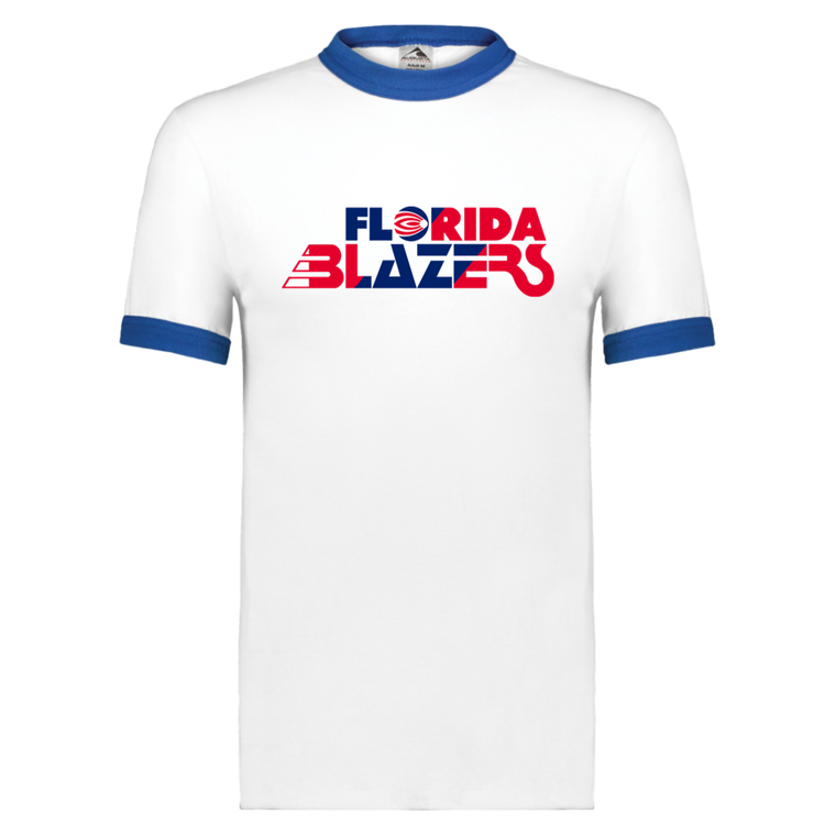 Florida Blazers Ringer T-shirt WFL Football Team color White/Royal Blue