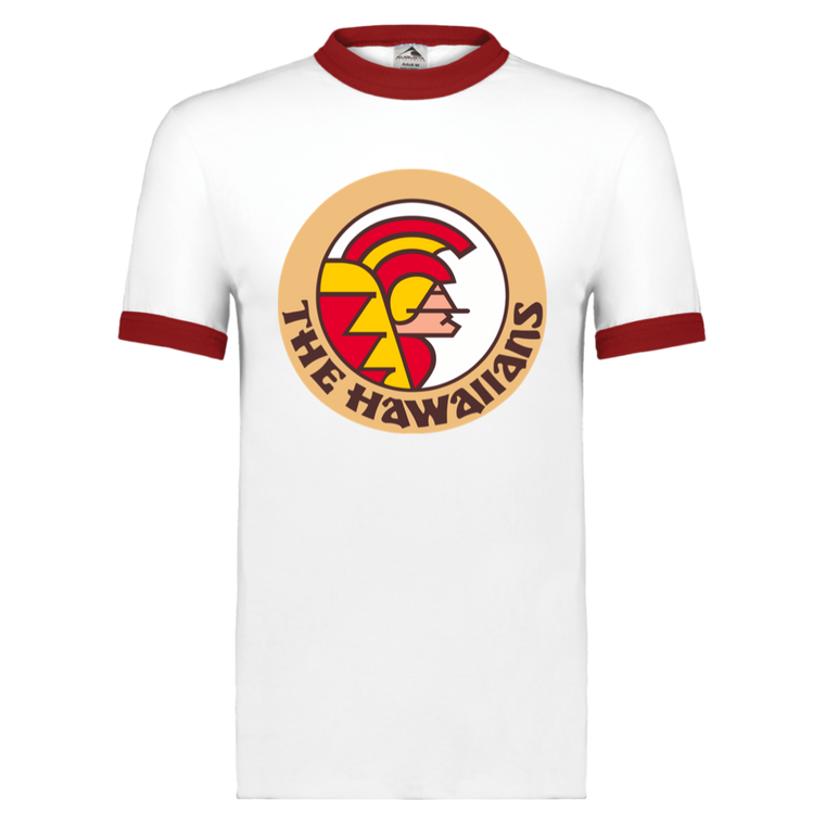 Hawaii Hawaiians Ringer T-shirt WFL Football Team color White/Ride