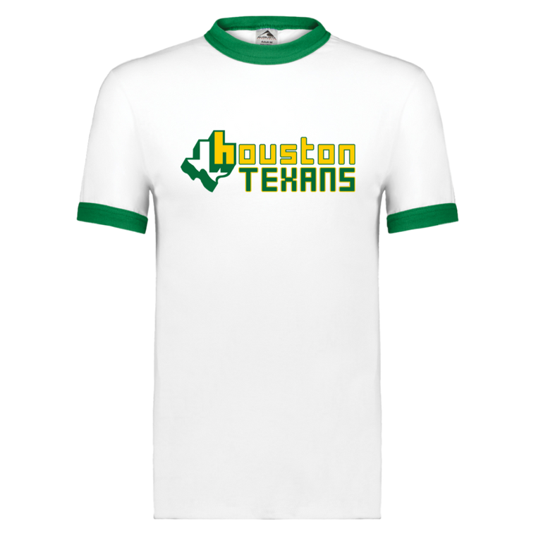 Houston Texans Ringer T-shirt WFL Football Team color White/Kelly Green