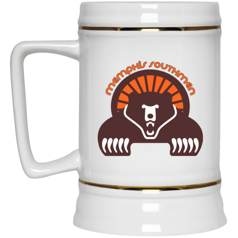 Memphis Southmen Beer Stein 22 oz. White Ceramic WFL Football Team