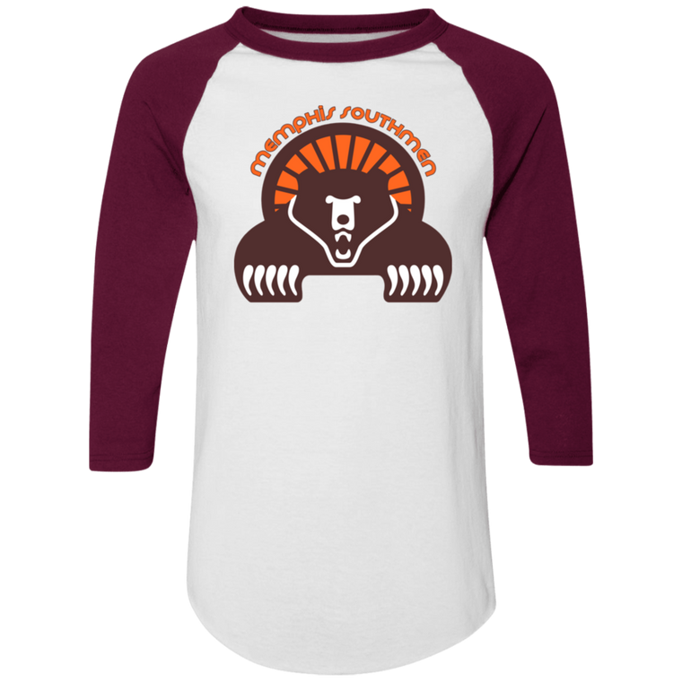 Memphis Southmen Raglan Shirt Colorblock WFL Football Team color White/Maroon