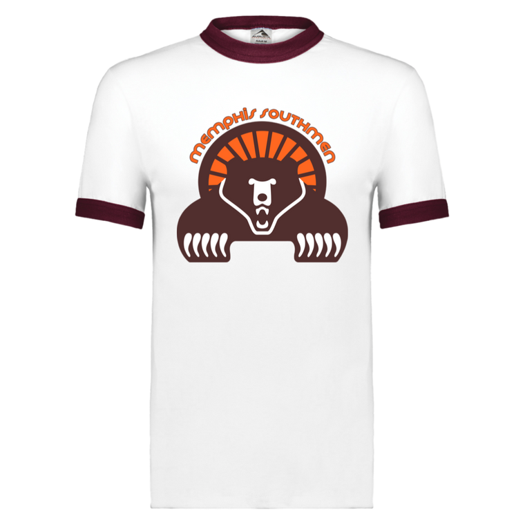 Memphis Southmen Ringer T-shirt WFL Football Team color White/Maroon