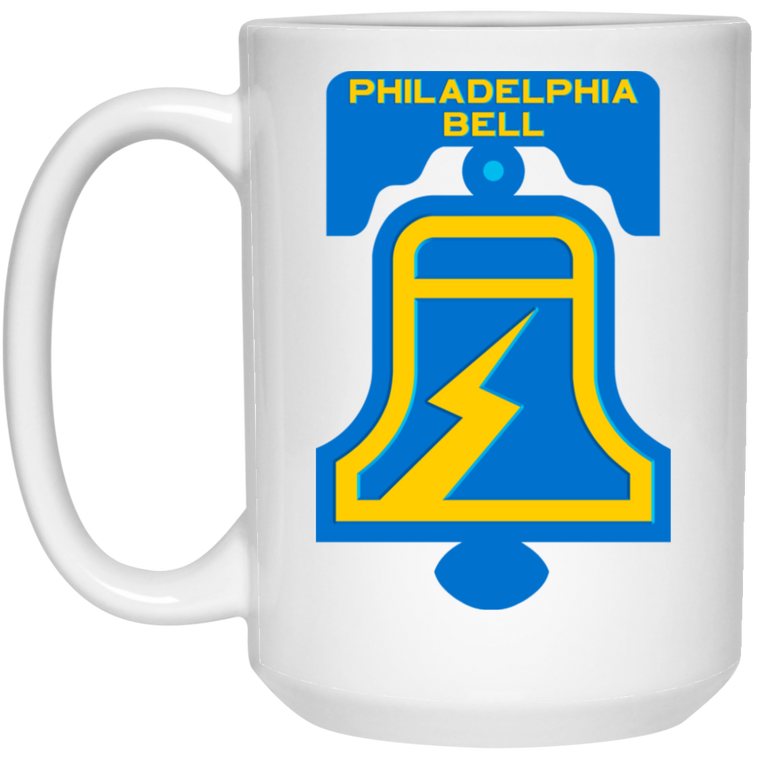 Philadelphia Bell Mug 15 oz. White Glossy Ceramic WFL Football Team