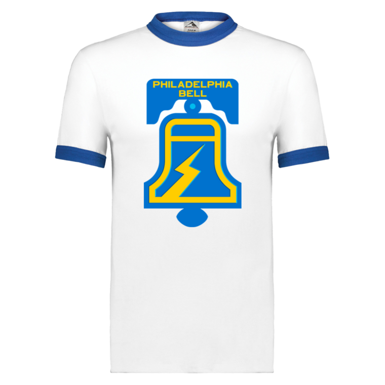Philadelphia Bell Ringer T-shirt | WFL Football Team color White/Royal Blue