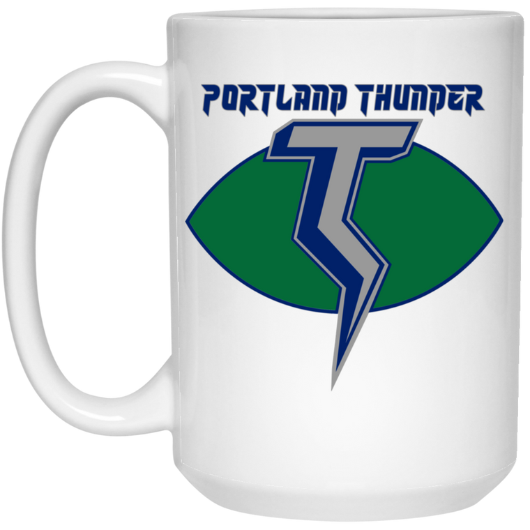 Portland Thunder Mug 15 oz. White Glossy Ceramic WFL Football Team