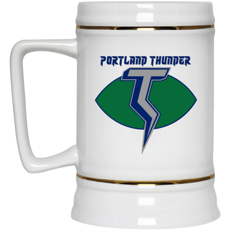 Portland Thunder Beer Stein 22 oz. White Ceramic WFL Football Team