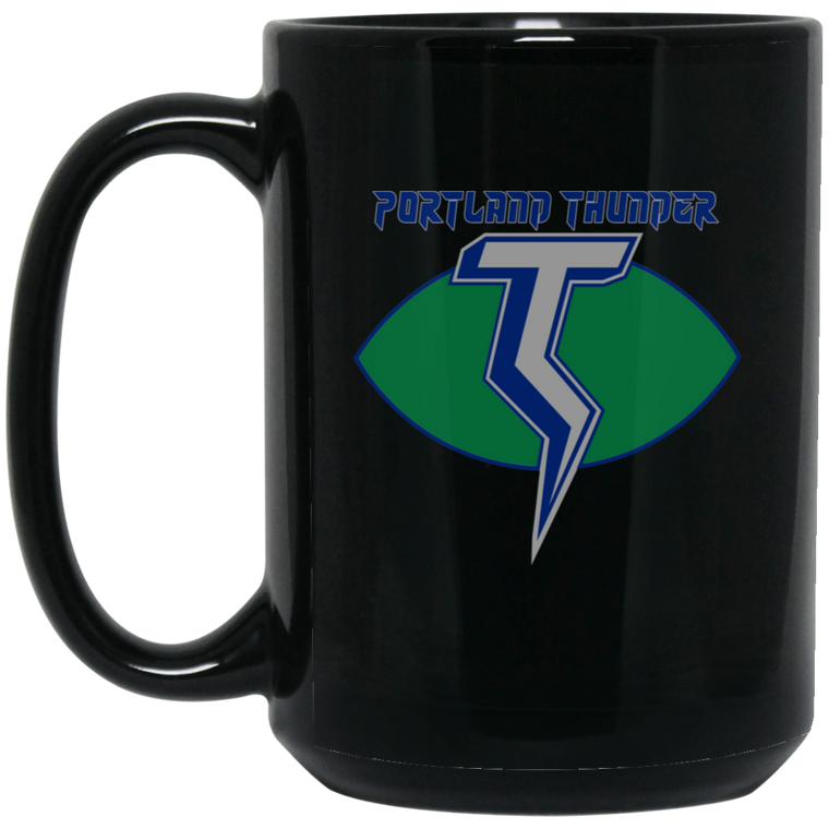 Portland Thunder Mug 15 oz. Black Glossy Ceramic WFL Football Team