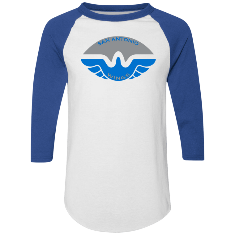 San Antonio Wings Raglan Shirt Colorblock WFL Football Team color White/Royal Blue