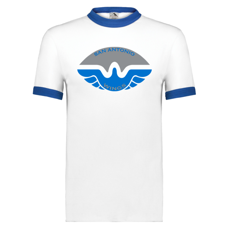 San Antonio Wings Ringer T-shirt WFL Football Team color White/Royal Blue