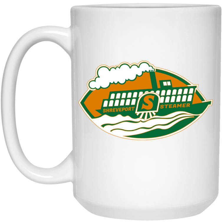 Shreveport Steamer Mug 15 oz. White Glossy Ceramic WFL Football Team