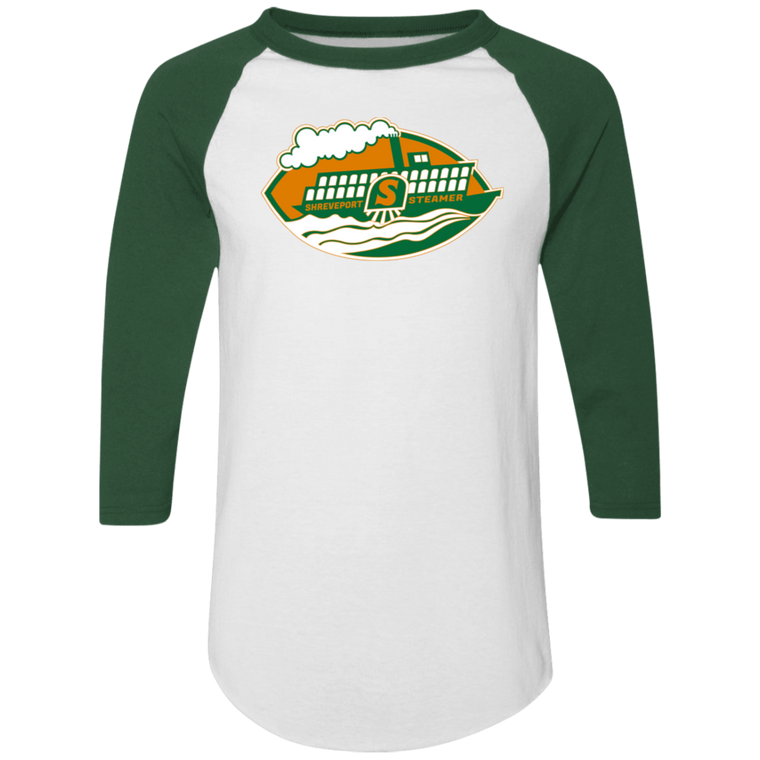 Shreveport Steamer Raglan Shirt Colorblock WFL Football Team color White/Dark Green