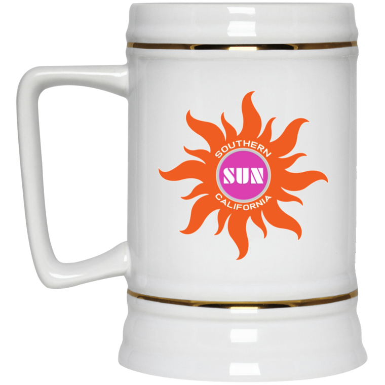 Southern California Sun Beer Stein 22 oz. White Ceramic WFL Football Team Southern California Sun Beer Stein 22 oz. White Ceramic WFL Football Team
