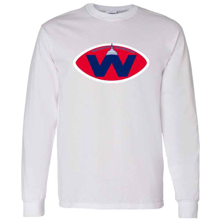 Washington Ambassadors Long Sleeve Shirt Classic WFL Football Team color White