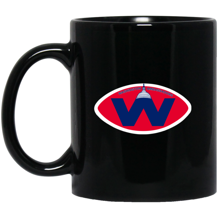 Washington Ambassadors Mug 11 oz. Black Glossy Ceramic WFL Football Team