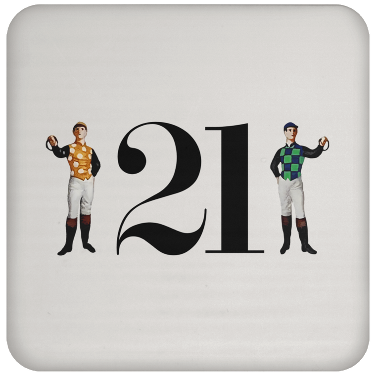 21 Club Drink Coaster Table Pad New York City Nightclub color White