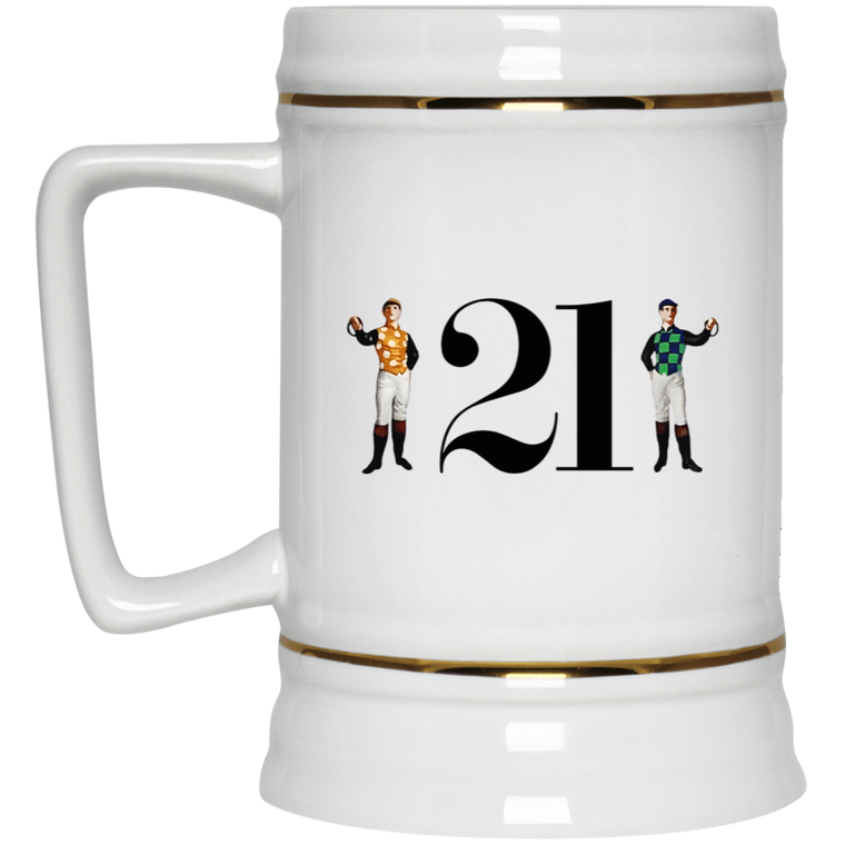 21 Club White Ceramic Beer Stein New York City Nightclub Merch