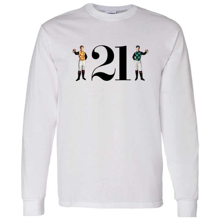 21 Club Long Sleeve Shirt Classic New York City Nightclub color White