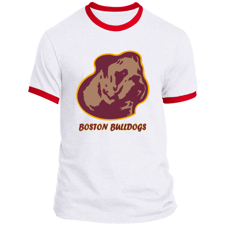 Boston Bulldogs Ringer T-shirt Cotton NFL Football Team color White/Red