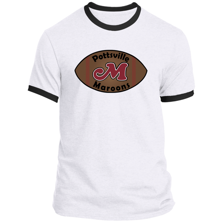 Pottsville Maroons Ringer T-shirt Cotton NFL Football Team color White/Black
