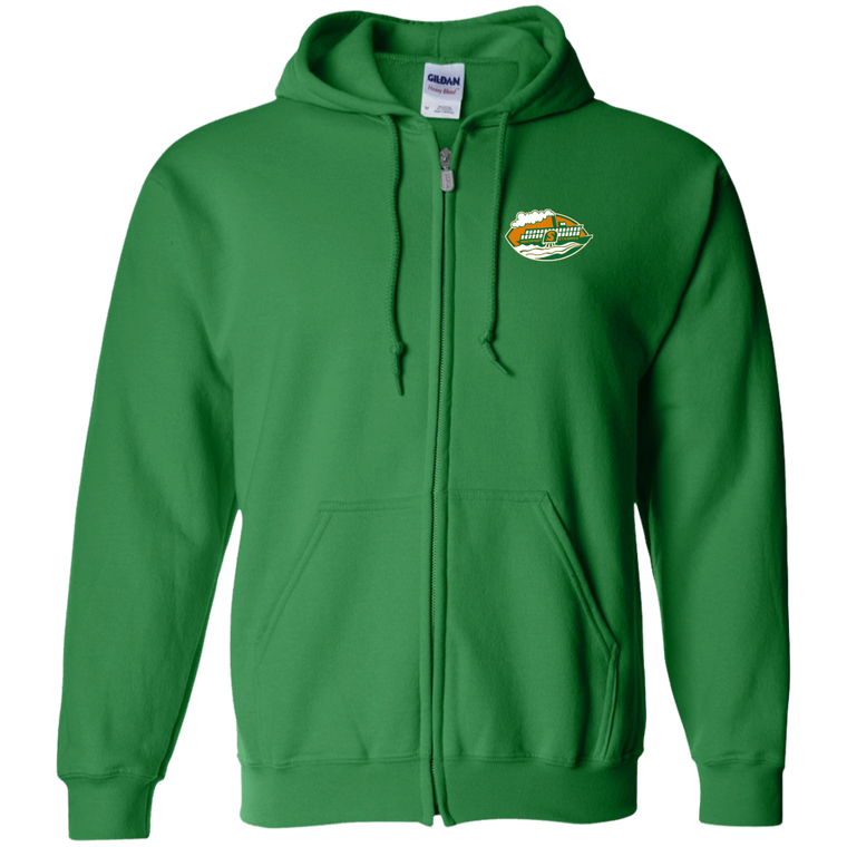 Shreveport Steamer Full Zip Hoodie WFL Football Team color Irish Green