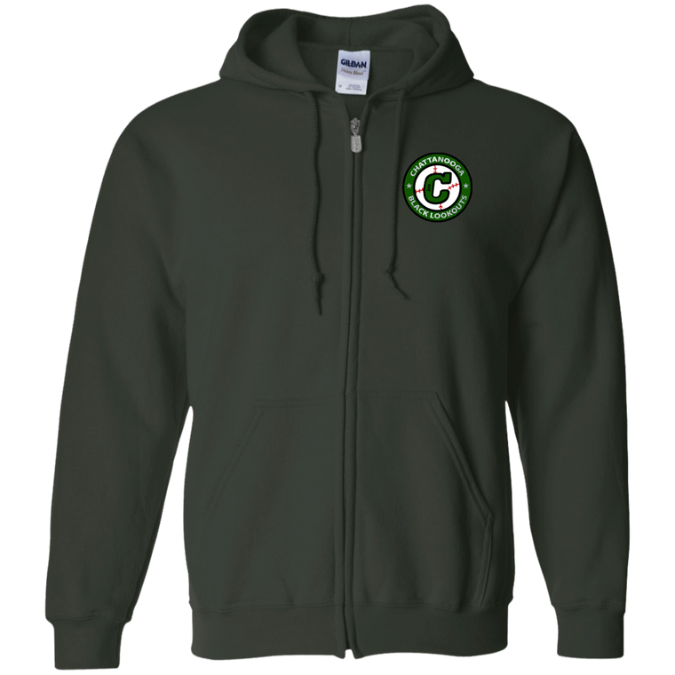 Chattanooga Black Lookouts Full Zip Hoodie Negro Leagues Baseball Team color Forest Green