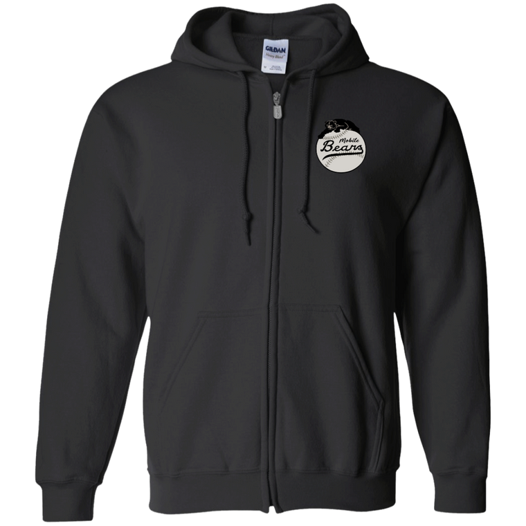 Mobile Black Bears Full Zip Hoodie Negro Leagues Baseball Team color Black