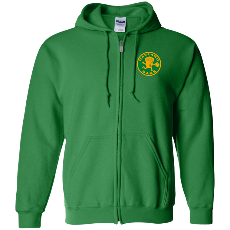 Oakland Oaks Full Zip Hoodie ABA Basketball Team color Irish Green