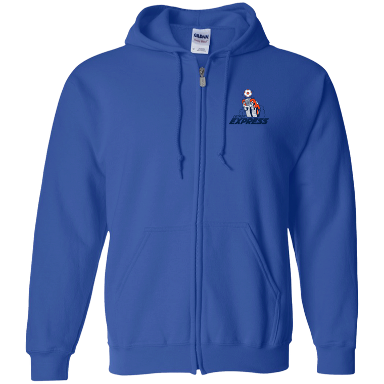 Detroit Express Full Zip Hoodie NASL Soccer Team color Royal Blue