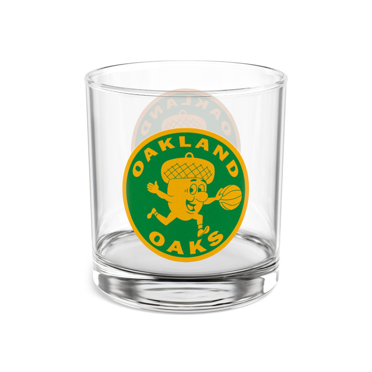 Oakland Oaks Rocks Whisky Glass 10 Ounce ABA Basketball Team Collectible Drinkware