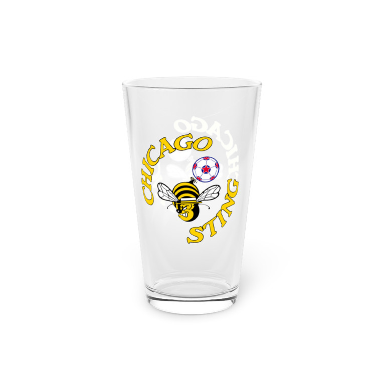 Chicago Sting Pint Beer Glass 16 Ounce NASL Soccer Team Collectible Drinkware