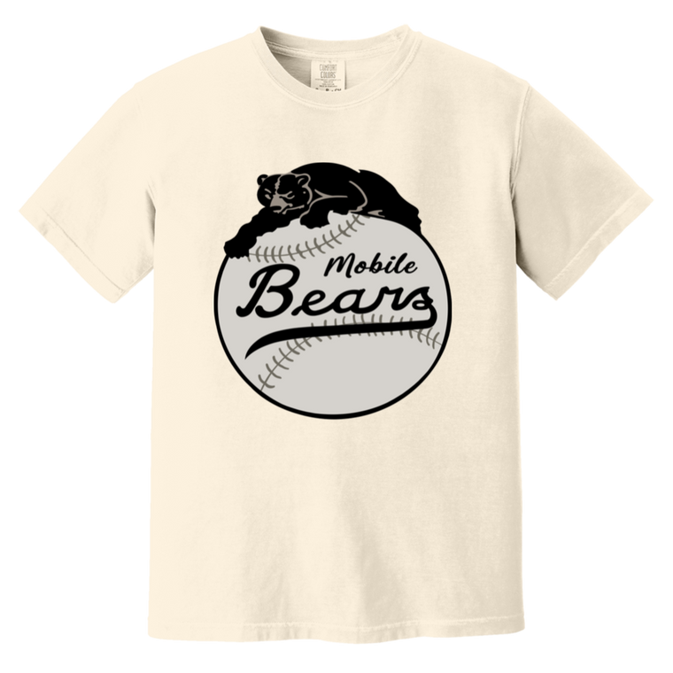 Mobile Black Bears T-shirt Heavyweight Negro Leagues Baseball Team Fan Apparel Tee color Ivory