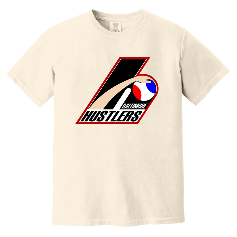 Baltimore Hustlers T-shirt Heavyweight ABA Basketball Team Fan Apparel Tee color Ivory