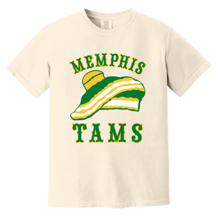Memphis Tams T-shirt Heavyweight ABA Basketball Team Fan Apparel Tee color Ivory