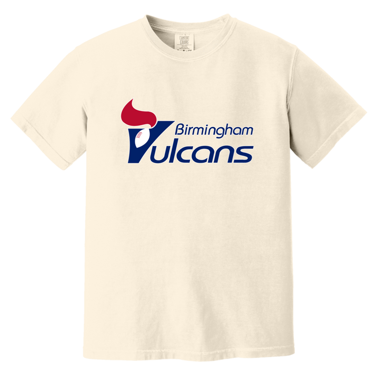 Birmingham Vulcans T-shirt Heavyweight WFL Football Team Fan Apparel Tee color Ivory