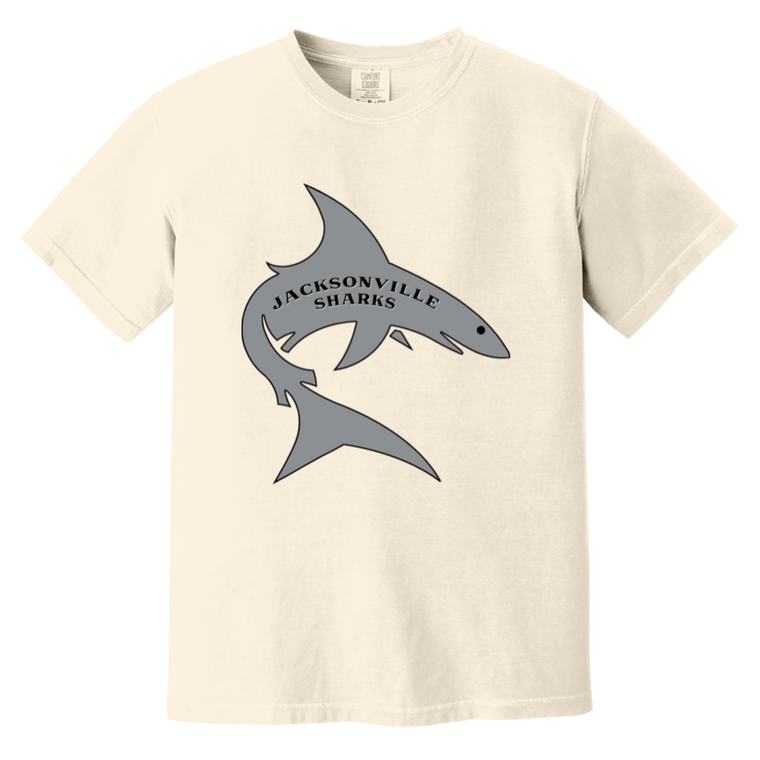 Jacksonville Sharks T-shirt Heavyweight WFL Football Team Fan Apparel Tee color Ivory