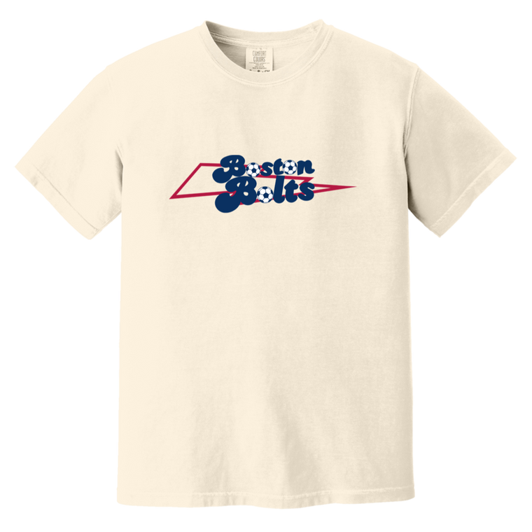 Boston Bolts T-shirt Heavyweight ASL Soccer Team Fan Apparel Tee color Ivory