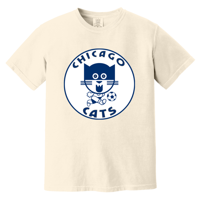 Chicago Cats T-shirt Heavyweight ASL Soccer Team Fan Apparel Tee color Ivory