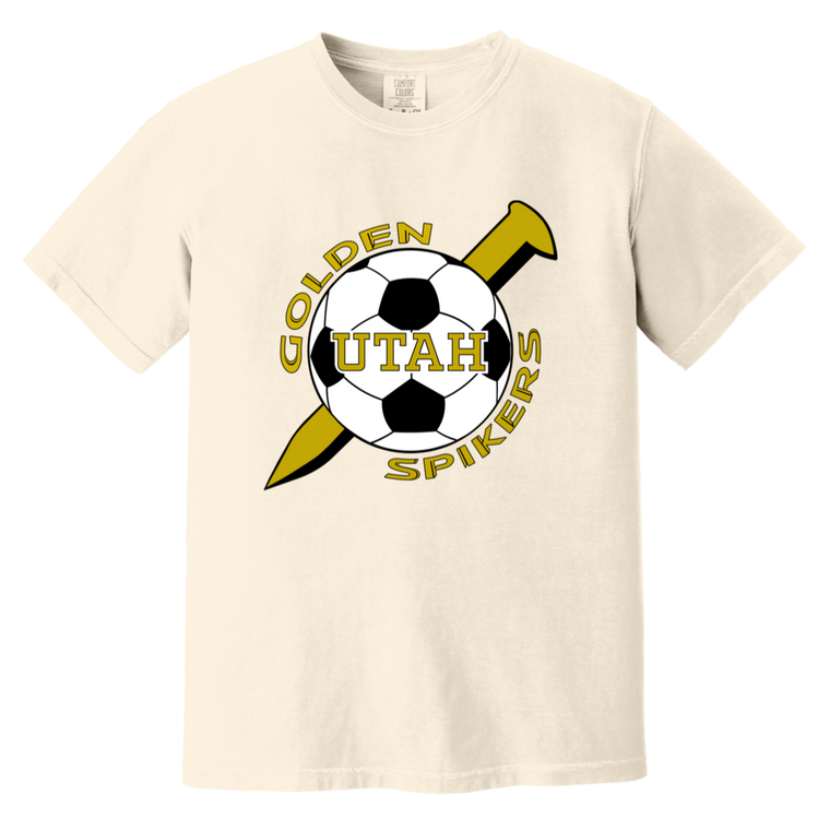 Utah Golden Spikers T-shirt Heavyweight ASL Soccer Team Fan Apparel Tee color Ivory