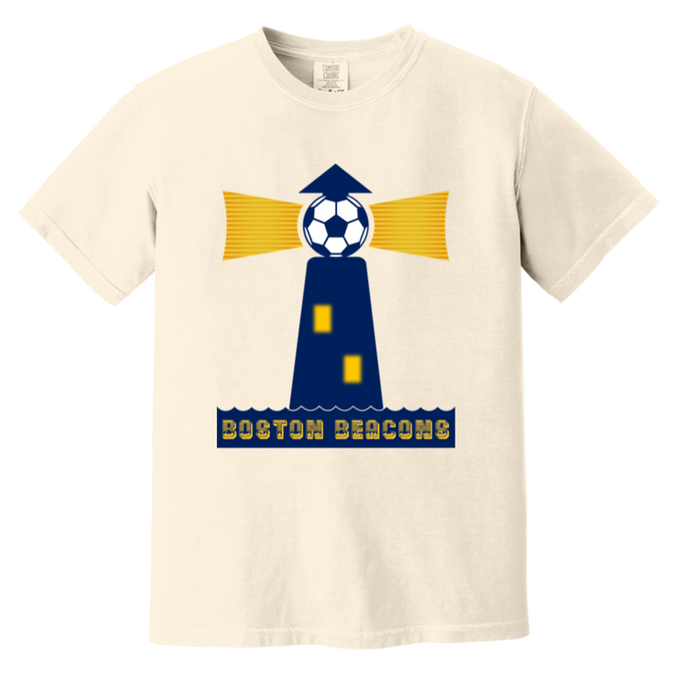 Boston Beacons T-shirt Heavyweight NASL Soccer Team Fan Apparel Tee color Ivory
