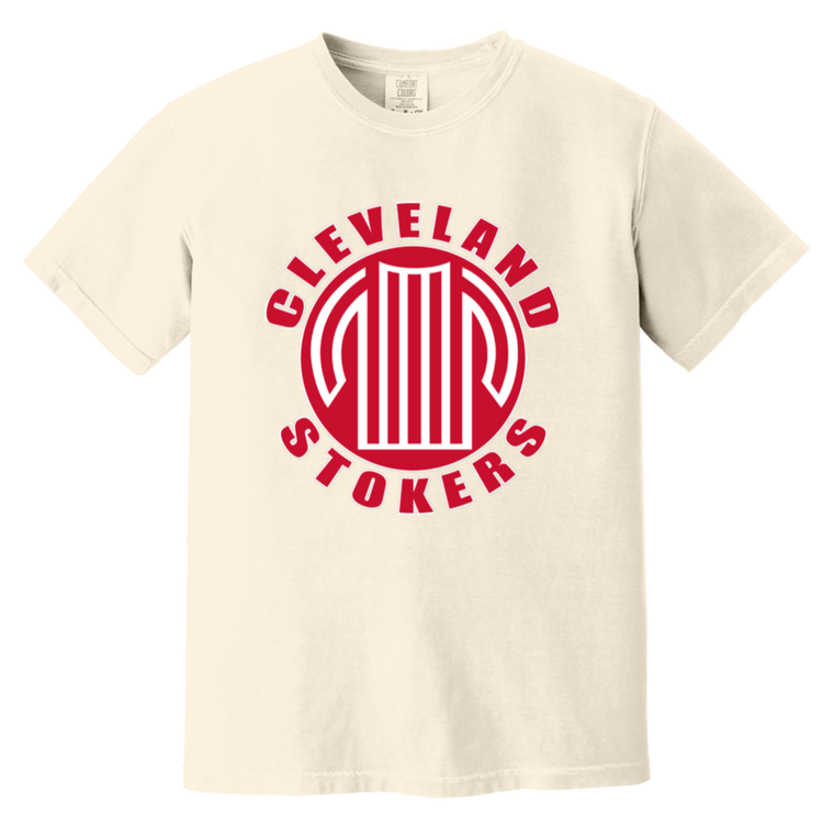 Cleveland Stokers T-shirt Heavyweight NASL Soccer Team Fan Apparel Tee color Ivory