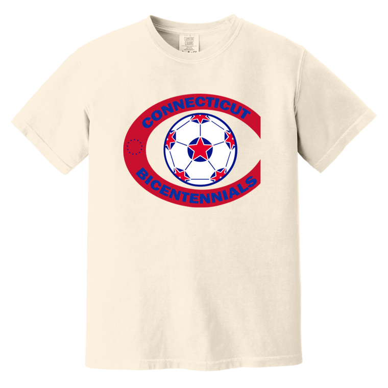 Connecticut Bicentennials T-shirt Heavyweight NASL Soccer Team Fan Apparel Tee color Ivory