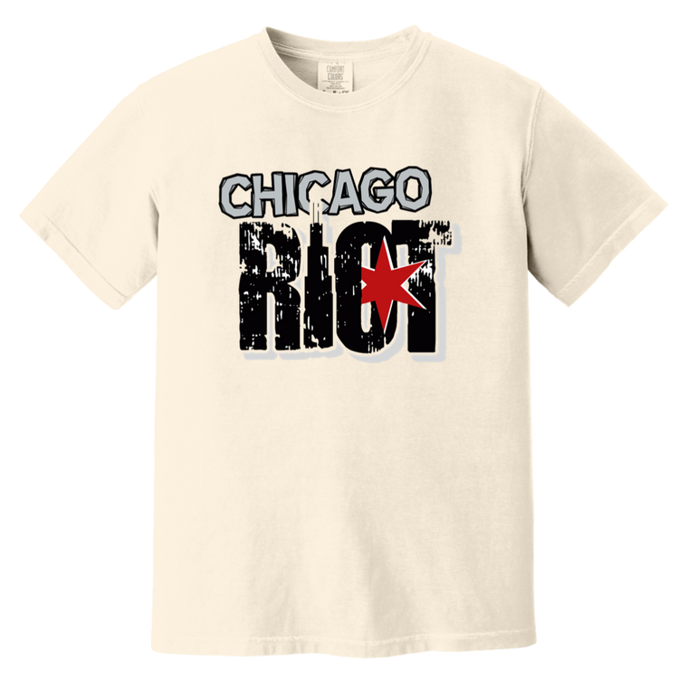 Chicago Riot T-shirt Heavyweight MISL Soccer Team Fan Apparel Tee color Ivory