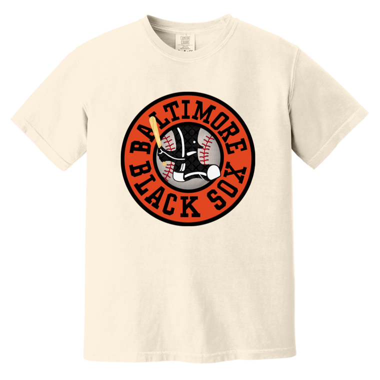 Baltimore Black Sox T-shirt Heavyweight Negro Leagues Baseball Team Fan Apparel Tee color Ivory