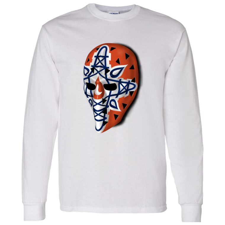 Edmonton Oilers NHL Gary Edwards Goalie Mask Long Sleeve Shirt color White
