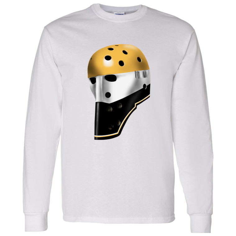 Pittsburgh Penguins NHL MIchel Dion Goalie Mask Long Sleeve Shirt color White