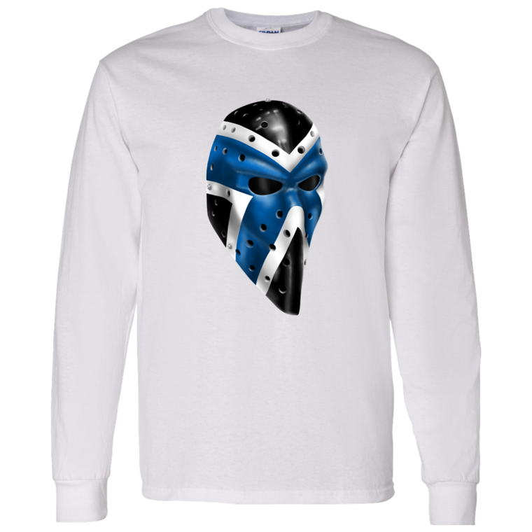 Pittsburgh Penguins NHL Michel Plasse Goalie Mask Long Sleeve Shirt color White