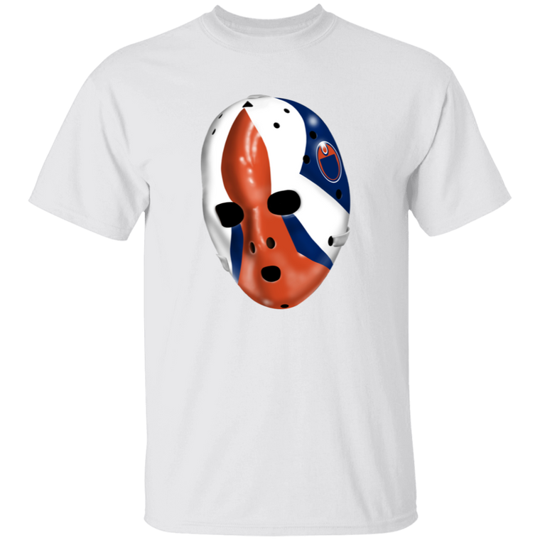 Edmonton Oilers NHL Grant Fuhr Goalie Mask T-shirt color White